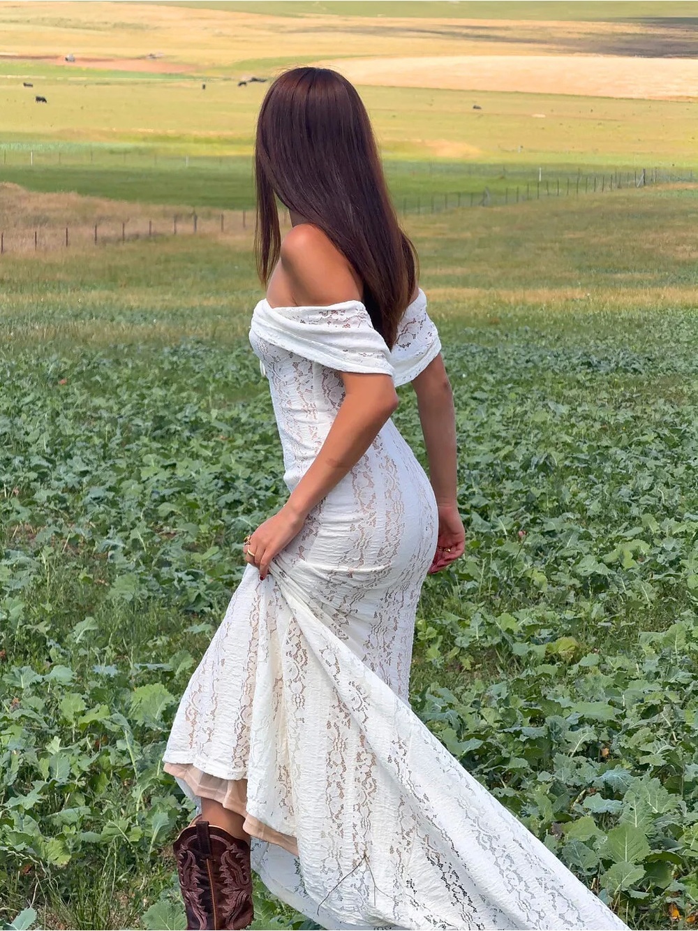 Selfie Leslie Enigma Off- Shoulder Maxi Dress Cream - Picture 6 of 8